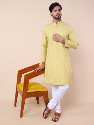 Namaskar Men Self Design Ethnic Dress Kurta(Light Green)