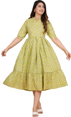 Twirl Tales Women A-line Yellow Dress