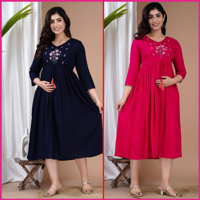 mayraa Women Printed Anarkali Kurta(Blue)