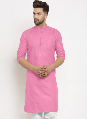 JENJEE FASHION Men Solid Straight Kurta(Pink)