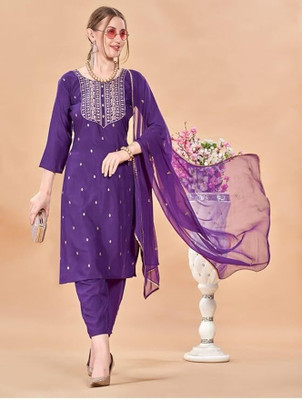 Radhesam fashion Embroidered Kurta, Dhoti Pant & Dupatta Set