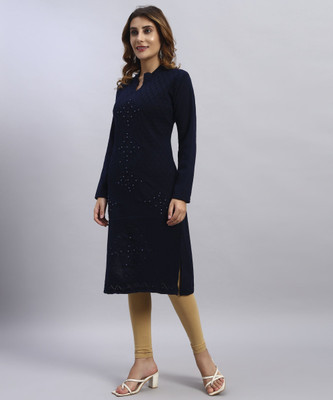 Blushh Collection Women Embellished Straight Kurta(Multicolor)