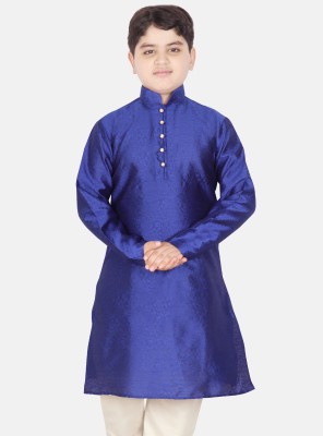 SG YUVRAJ Boys Solid Straight Kurta(Blue)