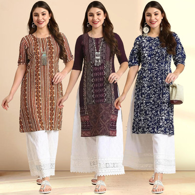 1 Stop Fashion Women Printed A-line Kurta(Multicolor)