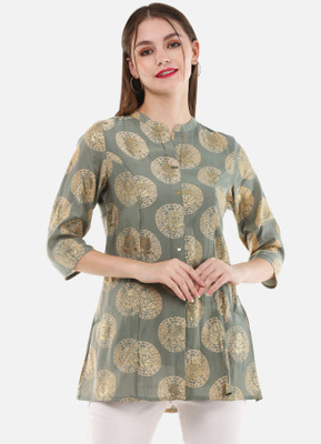SHOPPING QUEEN Women Printed Straight Kurta(Green)