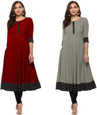 VISVA DESIGNER Women Solid Anarkali Kurta(Multicolor)