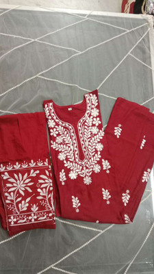 TRENDYVIBES Women Embroidered A-line Kurta(Red)