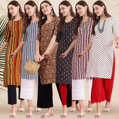 1 Stop Fashion Women Printed Straight Kurta(Multicolor)