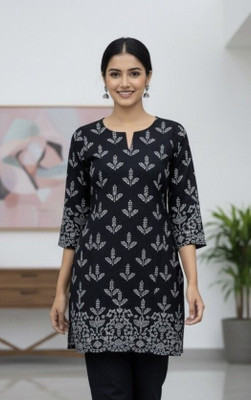 SUBHAN CLOTHING Women Printed A-line Kurta(Black)