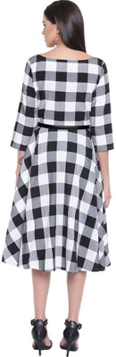 HouseOfCommon Women Printed Anarkali Kurta(Black, White, Grey)
