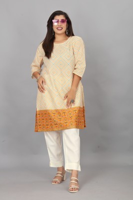 Riti Women Printed A-line Kurta(Yellow)