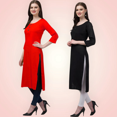 Coft Women Solid Straight Kurta(Multicolor)