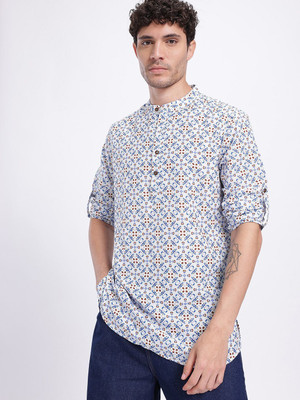 Anouk Rustic Men Printed Straight Kurta(White)