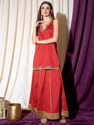 INDO STREET Women Kurti Palazzo Set