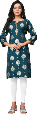 GUPTA TRENDZ Women Floral Print A-line Kurta(Blue)