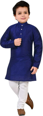BSGGARMENTS Boys Self Design Straight Kurta(Blue)