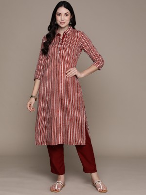 anubhutee Women Printed Straight Kurta(Maroon)