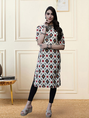 1 Stop Fashion Women Printed A-line Kurta(White)