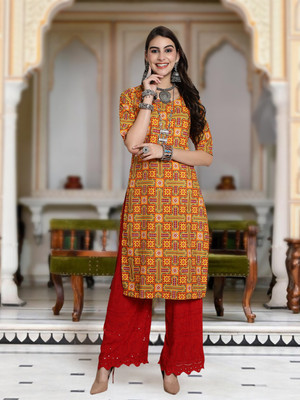 Moda Rapido Women Printed Straight Kurta(Multicolor)