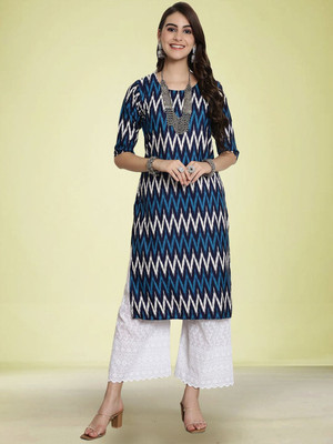 Moda Rapido Women Floral Print Straight Kurta(Yellow)