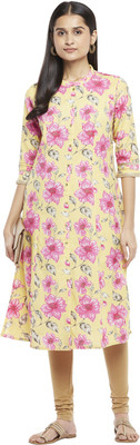 Rangmanch by Pantaloons Women Printed A-line Kurta(Yellow)