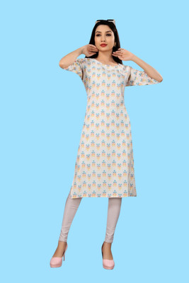 Tulsii Fab Women Printed Anarkali Kurta(White)