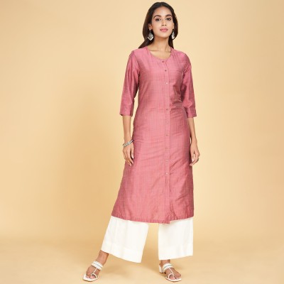 Rangmanch by Pantaloons Women Solid A-line Kurta(Pink)