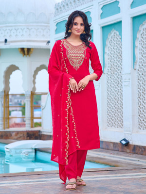 ZIBLON Embroidered Kurta, Trouser/Pant & Dupatta Set