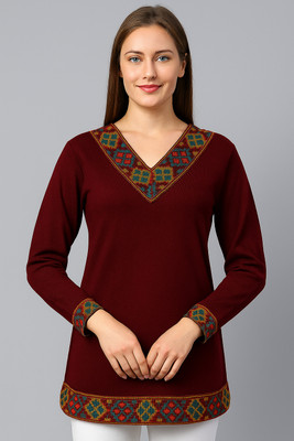 MEAVYIL Women Printed Straight Kurta(Maroon)