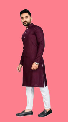 VINAARI Men Solid A-line Kurta(Purple)
