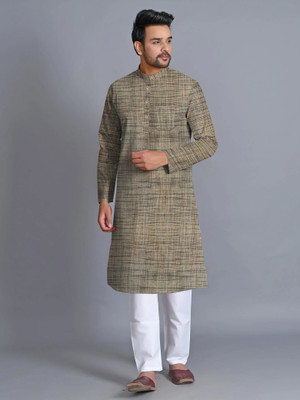 ARFIYA COLLECTION Men Self Design Straight Kurta(Beige)