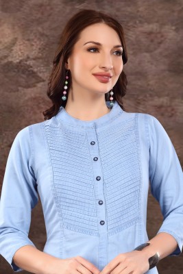 SK Creation Women Self Design Straight Kurta(Blue)