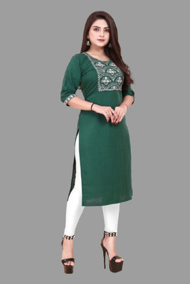 Jayshree Fab Women Embroidered A-line Kurta(Green)