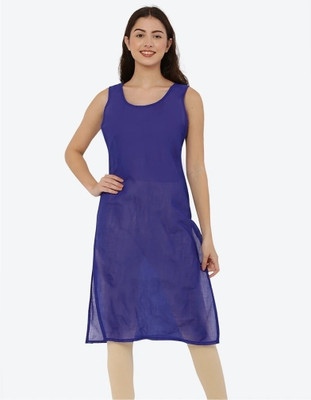 FAWOMENT Women Solid Straight Kurta(Dark Blue)