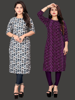 Tashvi Creation Women Printed Straight Kurta(Multicolor)