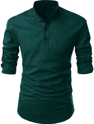 Fashion Marts Men Solid Straight Kurta(Green)