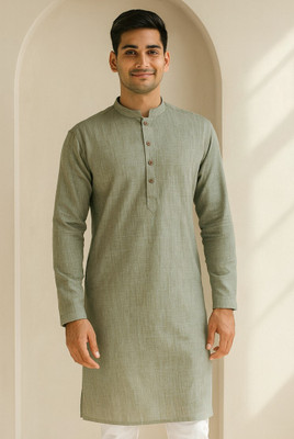 JUGG JUGG JEEYO Men Self Design Straight Kurta(Beige)