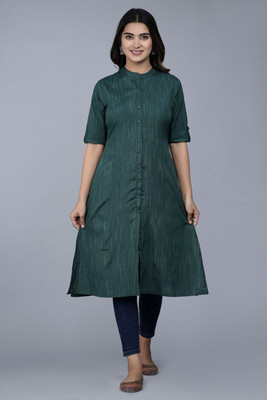 HEARTLOOM Women Solid A-line Kurta(Green)