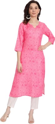 SEELVEOR HUB Women Floral Print A-line Kurta(Pink)