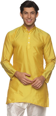 Sethukrishna Men Solid A-line Kurta(Yellow)