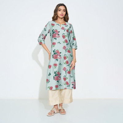 Rangmanch by Pantaloons Women Printed A-line Kurta(Green)