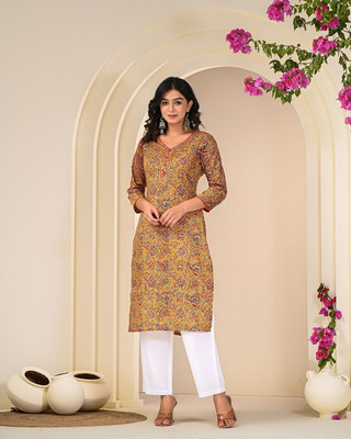 Kannahi Women Kalamkari Straight Kurta(Multicolor)
