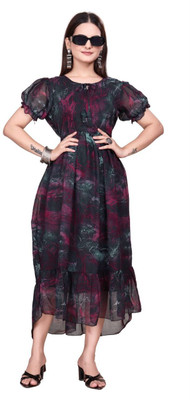 THE PRIVATE LABLE Women Printed Gown Kurta(Multicolor)