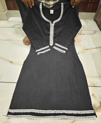 Kurtistan Women Solid A-line Kurta(Black)