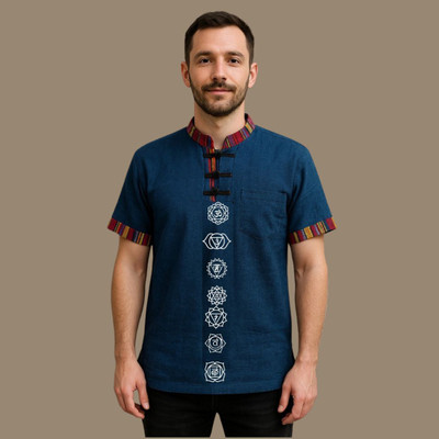 Aadhya designers Men Solid Straight Kurta(Blue)