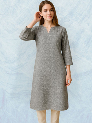 HouseOfCommon Women Printed A-line Kurta(Grey)