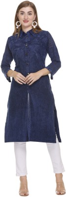 Elthia Women Solid Straight Kurta(Dark Blue)