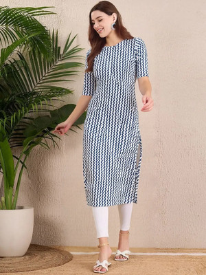 EthnicBasket Women Printed A-line Kurta(Blue)