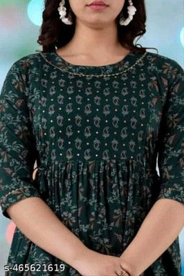 Balaji fashion hub Women Printed Anarkali Kurta(Green)