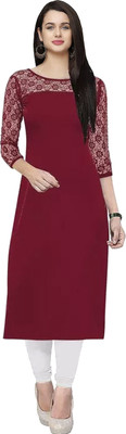 Maheshvi Women Solid Straight Kurta(Maroon)
